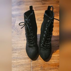 Black lace-up booties Size 7.5